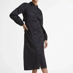 Open-back poplin maxi shirtdress